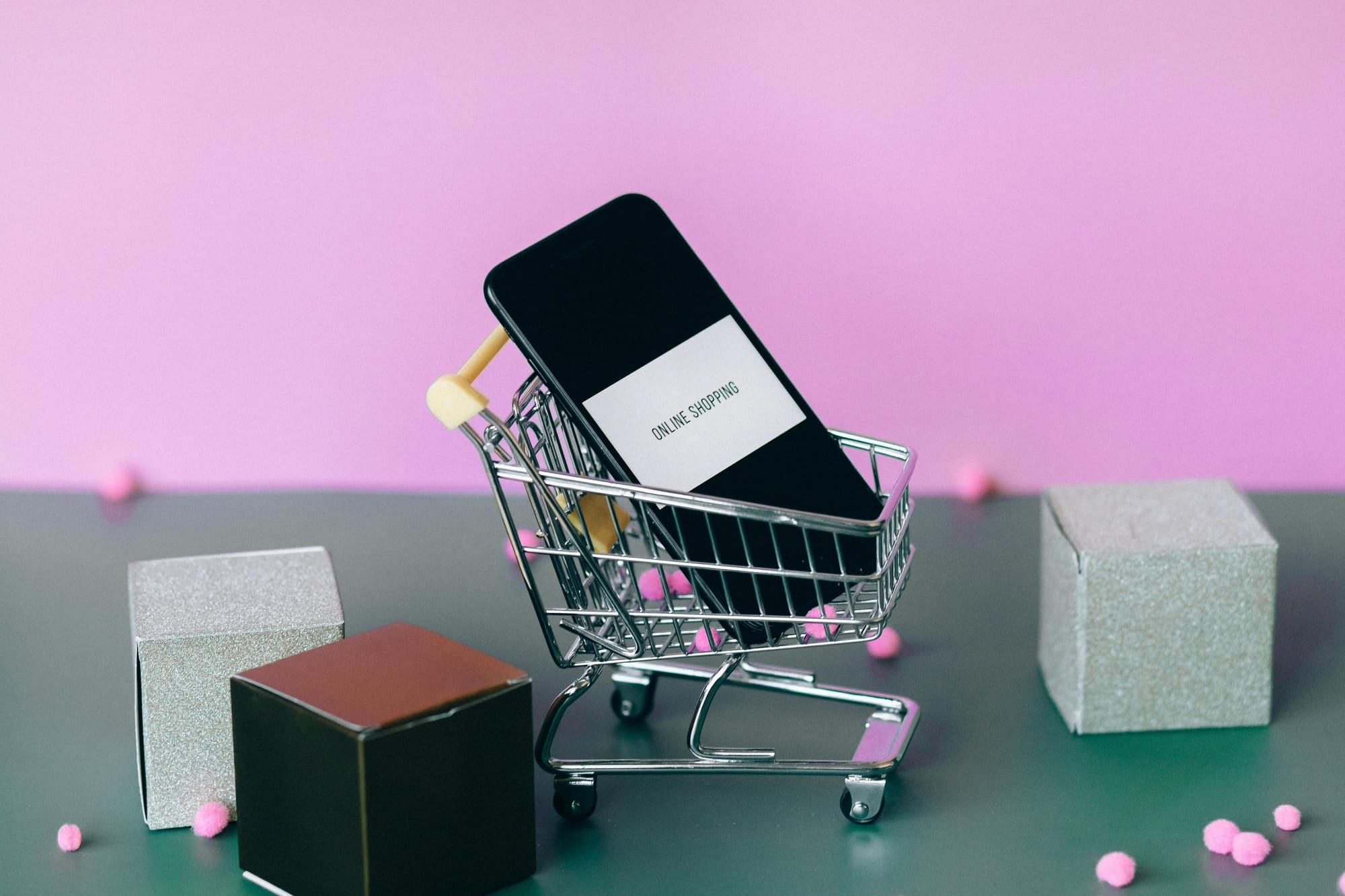 A miniature shopping cart