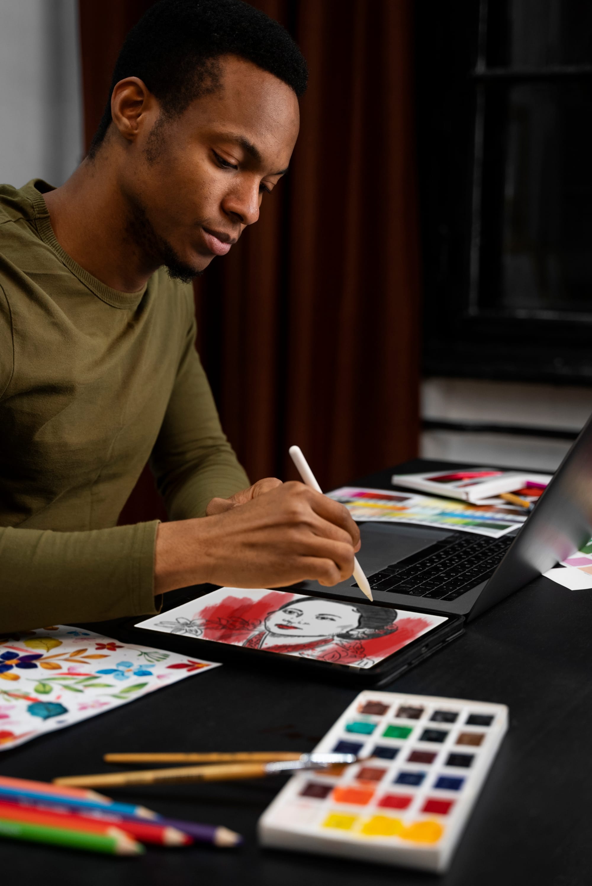 A man at his drawing table