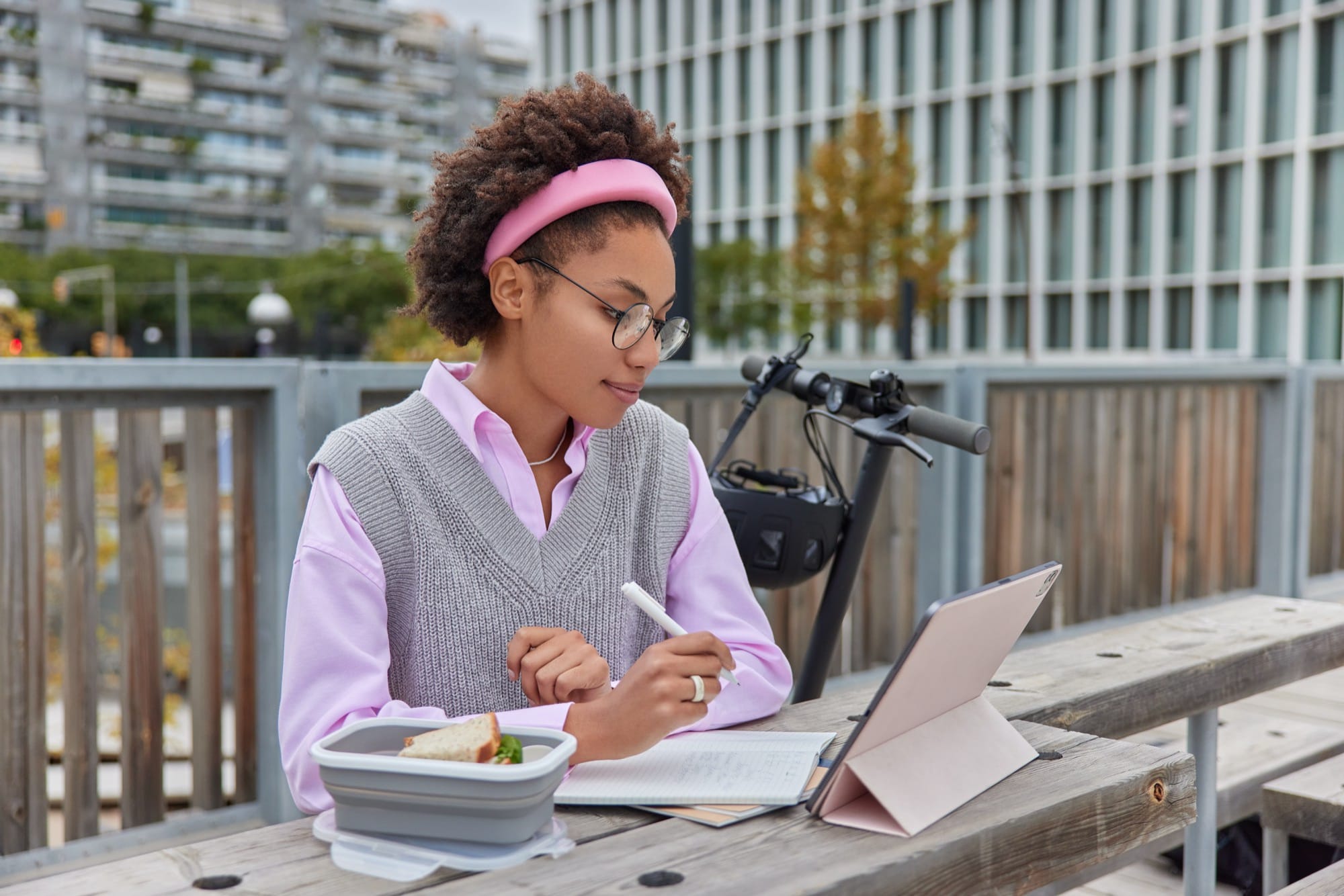 Lady taking notes 