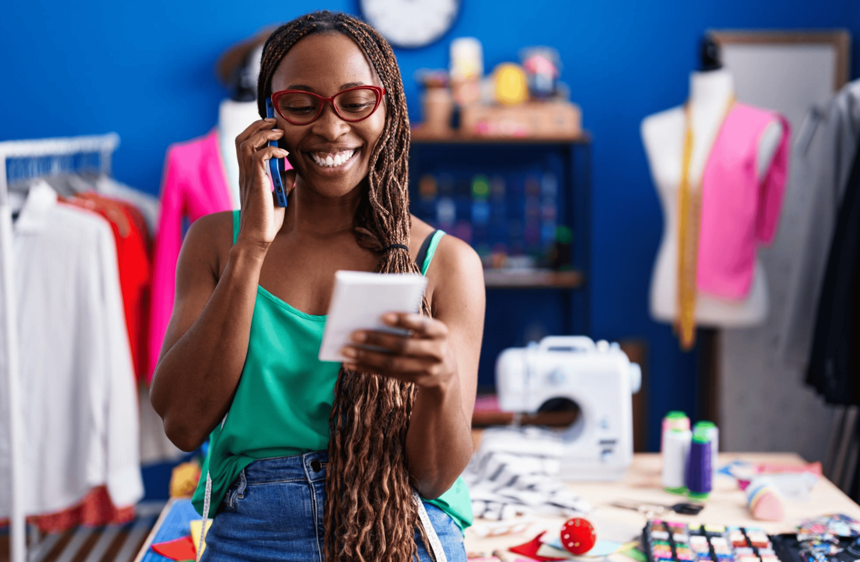 A fashion designer in her workspace