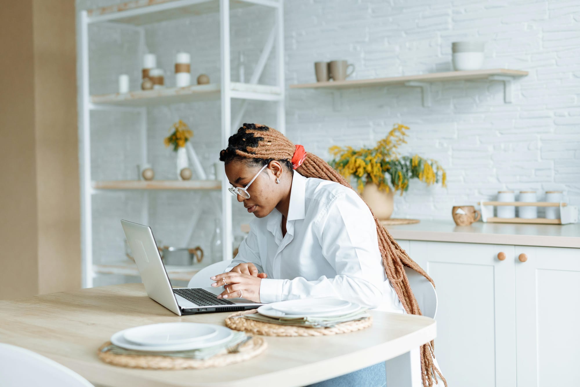 A lady working on her digital product