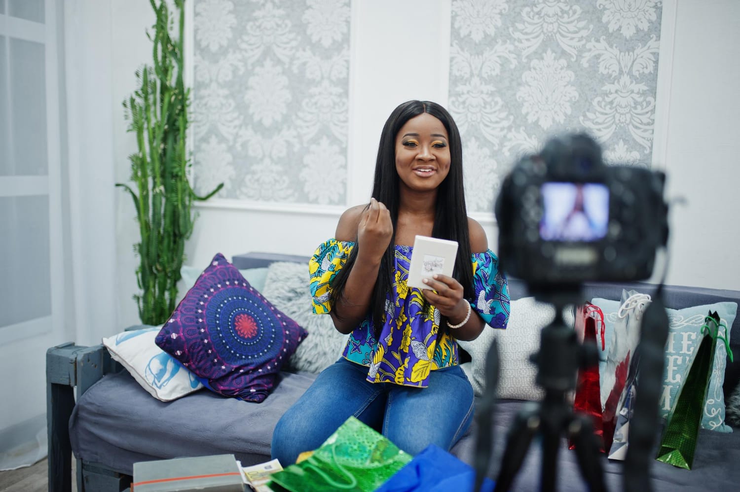A content creator shooting a brand video