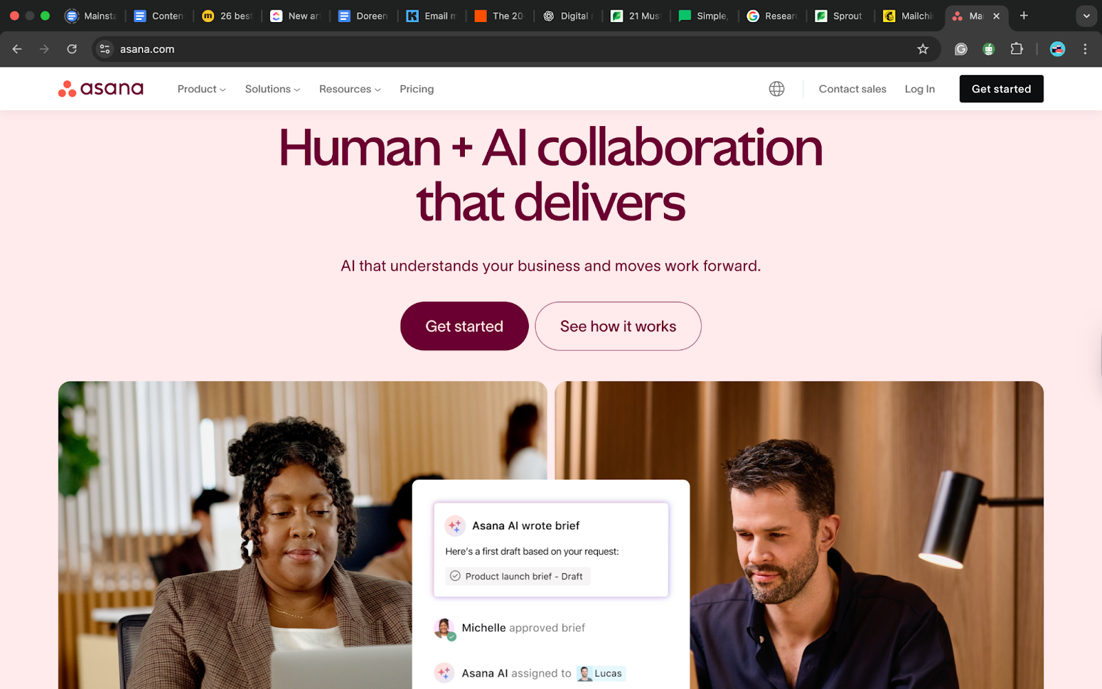 Asana homepage